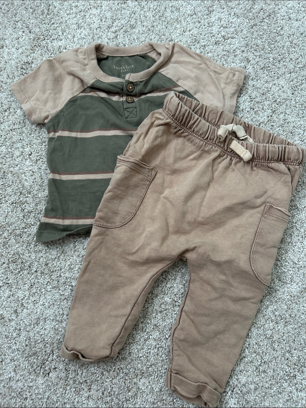 Burt's Bees Baby Tan Elastic Waist Drawstring Joggers